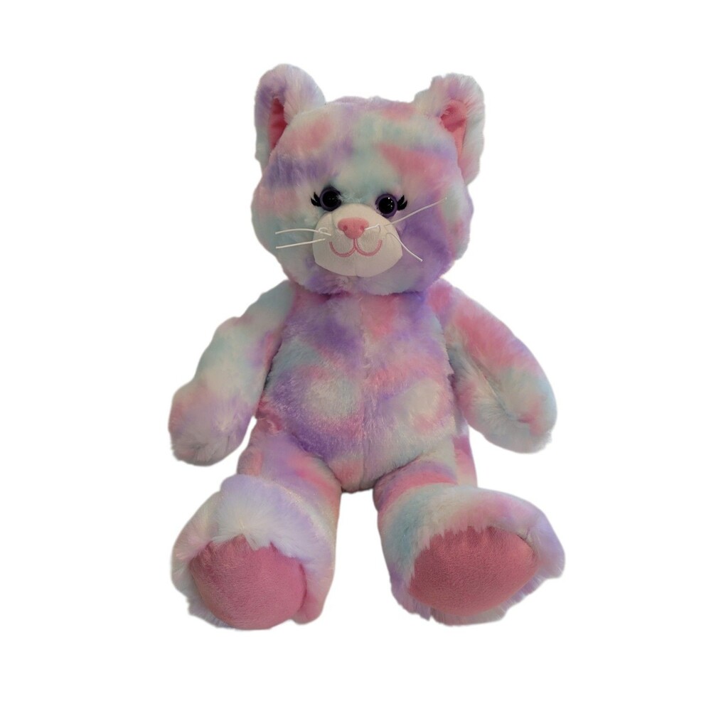 NWT Build A Bear Pastel Swirl Tie-Dye Kitty Cat 16" Plush Stuffed Animal